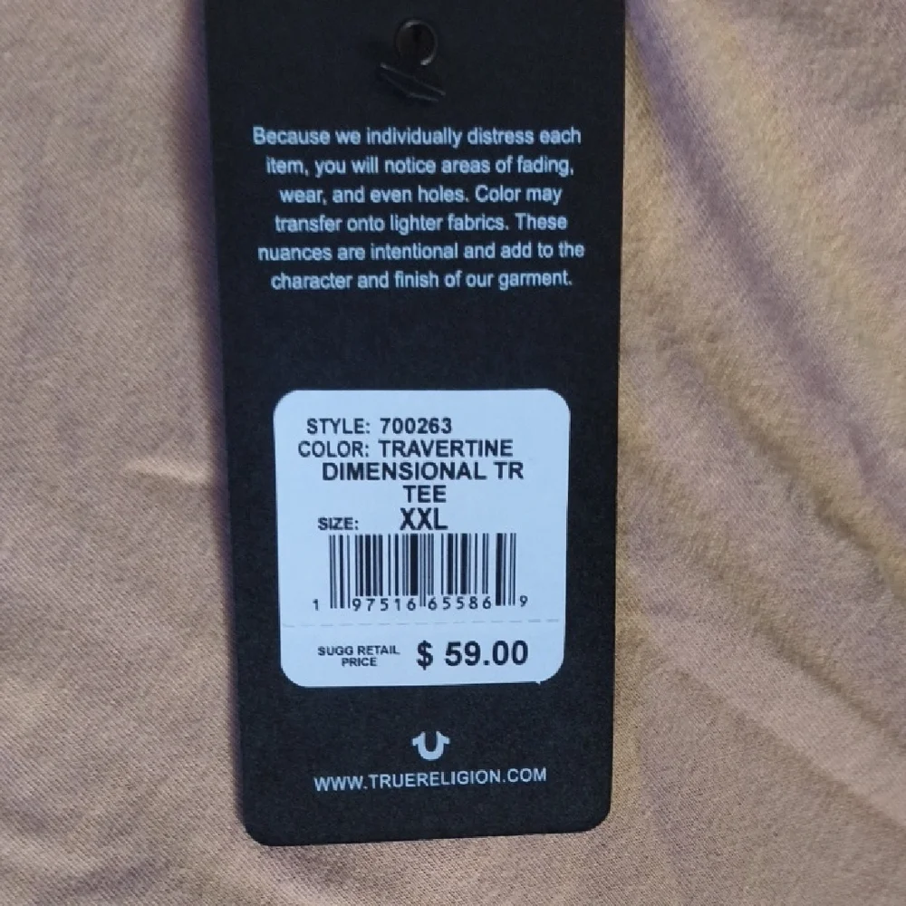 True Religion Men's Beige Graphic Tee
